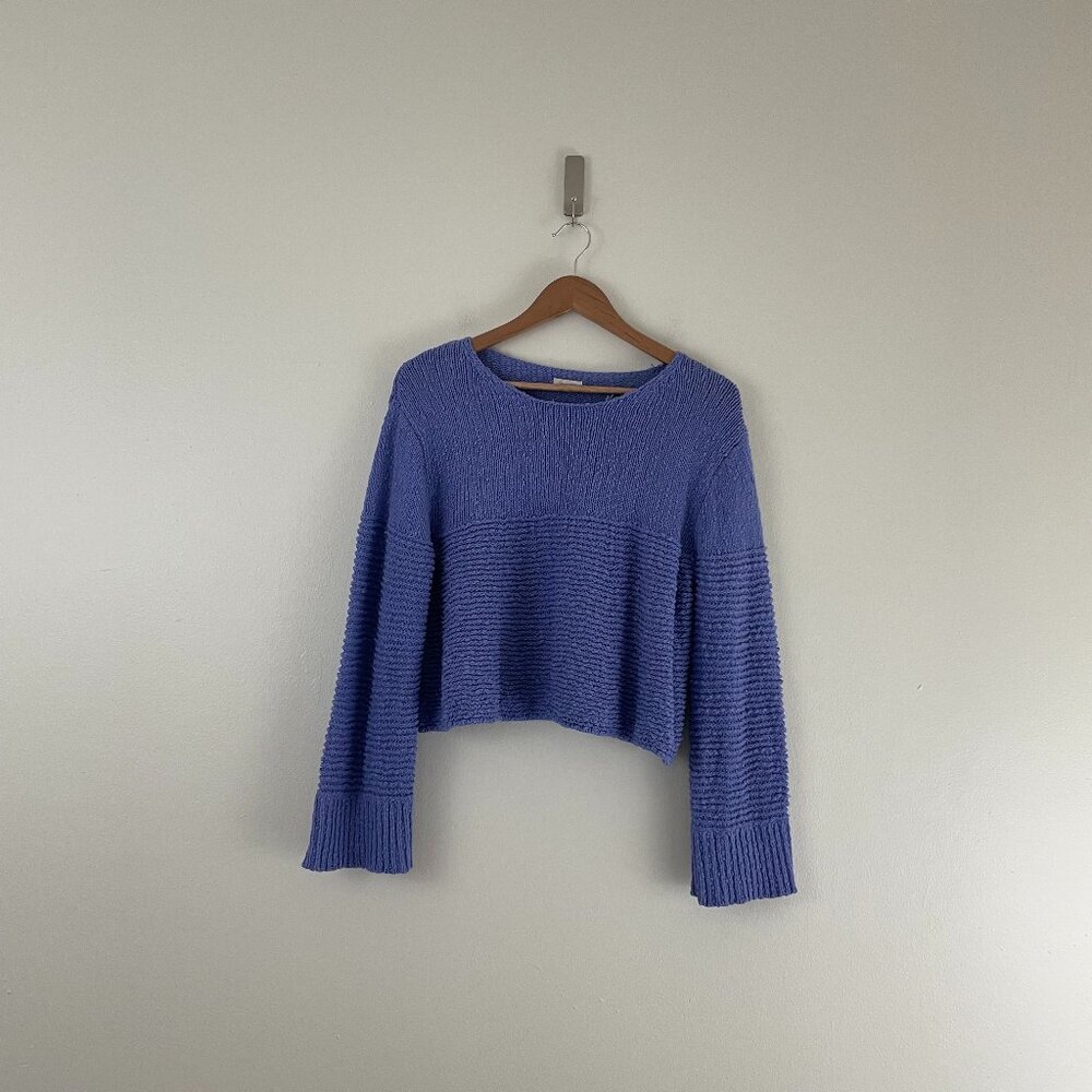 Anthropologie Pilcro Purple Textured Knit Boat Neck Sweater Size Small